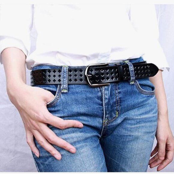 New Real Thick Cut Leather Womens Adjustable Sizeable Western Style Belts - Picture 7 of 8